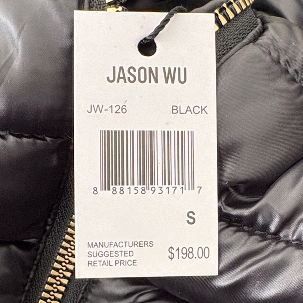 NWT Jason Wu Black Puffer Jacket with Floral Interior - Picture 3 of 11